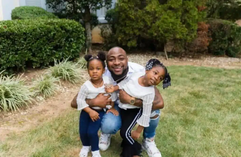 Davido with his two girls; Hailey (left) and Imade (right)