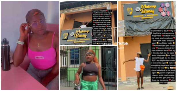 Nigerian lady celebrates as her brother rents shop for her