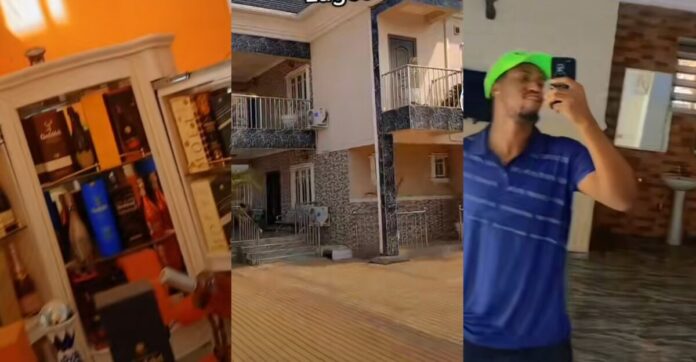 Billionaire in the village but hustler in Lagos: Nigerian man shows off his beautiful mansion with gold furniture| Battabox.com
