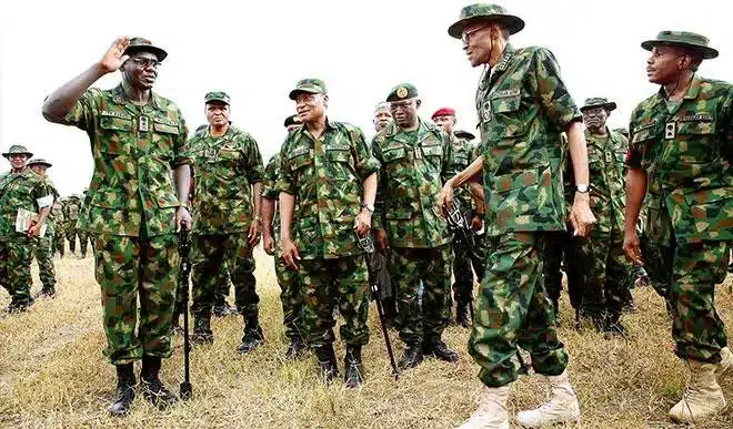 Muhamadu Buhari with the Nigerian Army