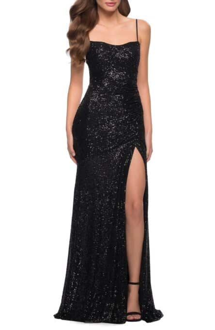 sequin gown style with slit
