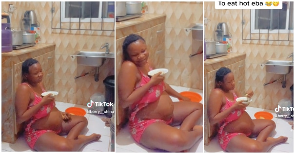 Pregnant lady wakes up to urinate and eat eba at 2am |Battabox.com