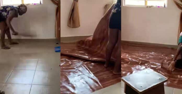 A Nigerian lady rents a home with tiles and covers them with carpets. | Battabox.com