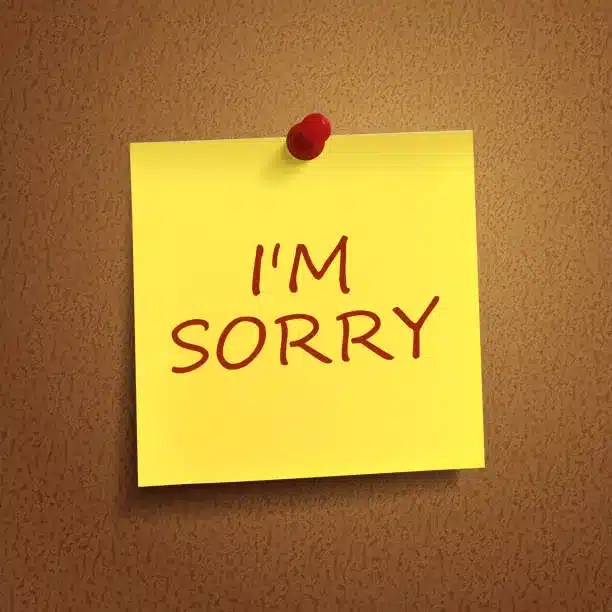 Apology message for her