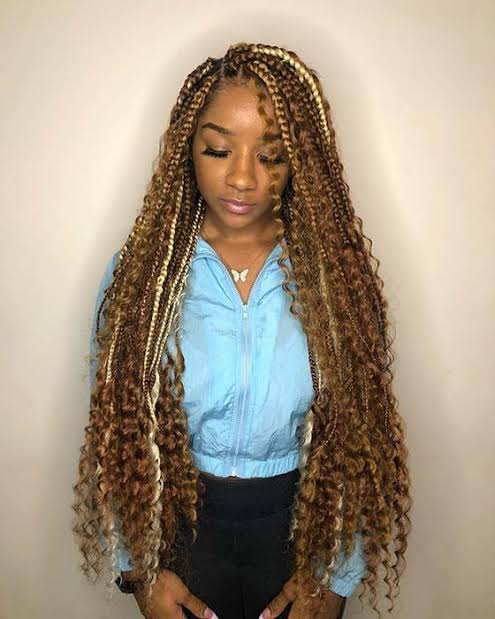 Bohemian Box Braids with Color