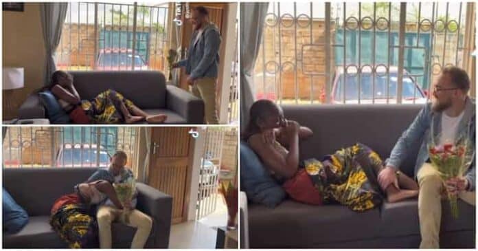 Shocked lady burst into tears as her husband surprisingly returns from America | Battabox.com