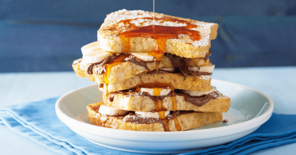 French toast with syrup topping