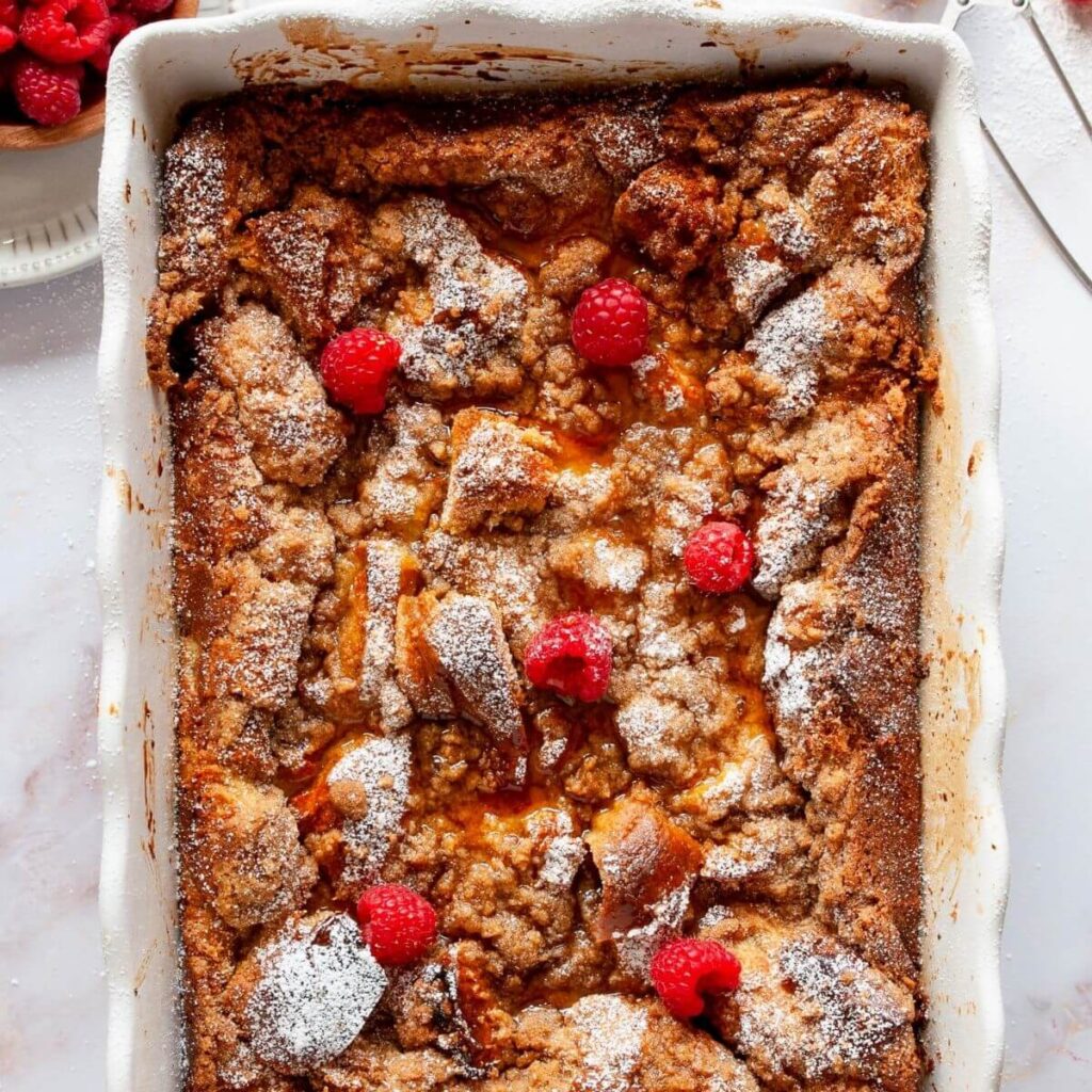 French Toast Casserole with fruit toppings