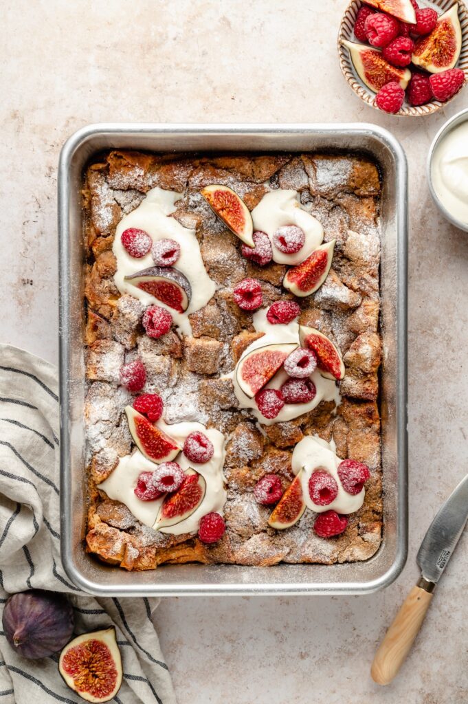 French toast Casserole with toppings