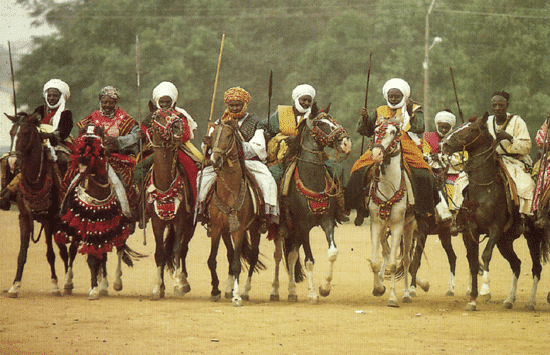 Hausa man riding horse