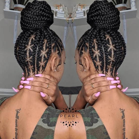 high bun braided ponytail