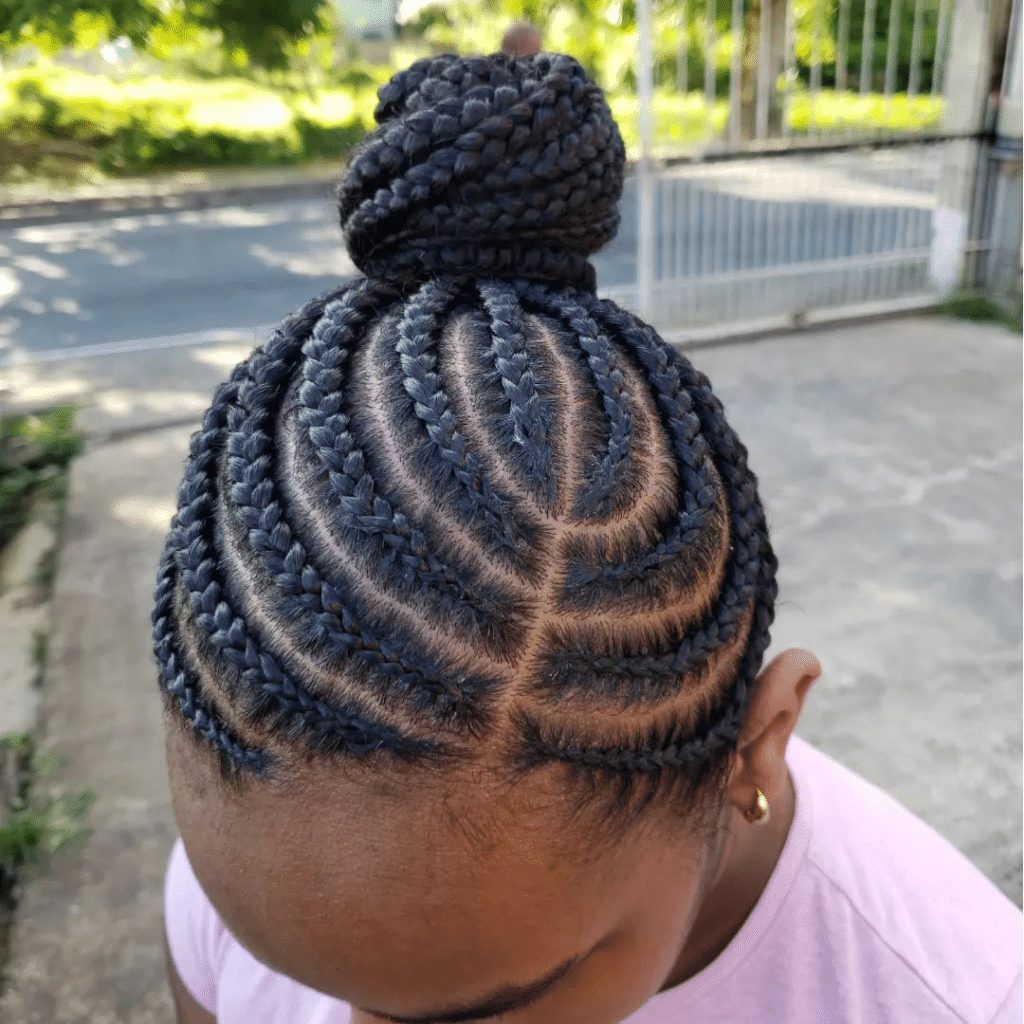 low bun braided ponytail 