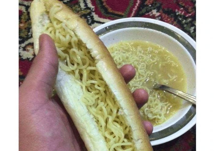 worst food combo: Bread and noodles