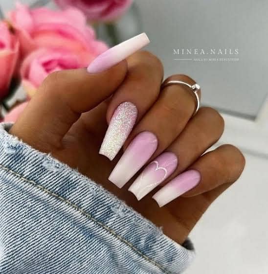 Long press on pink and white nails