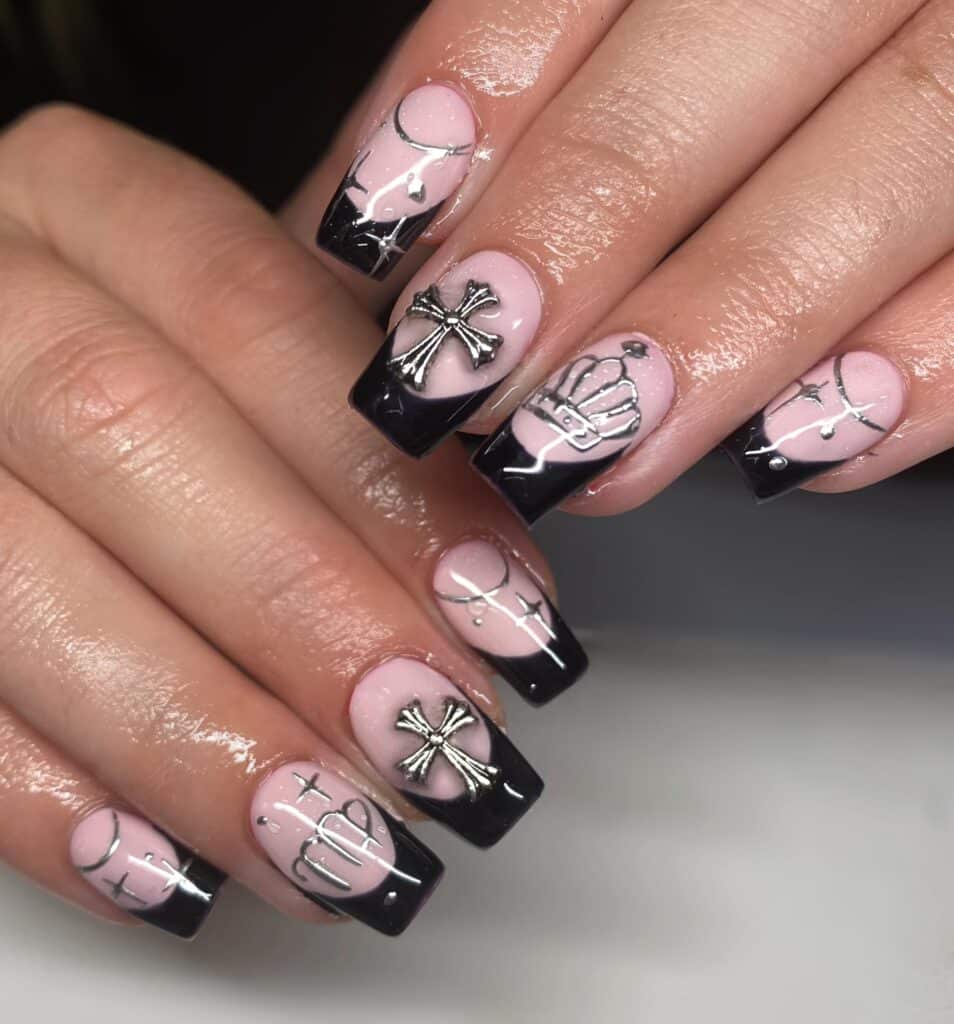 Black French Nails Tip
