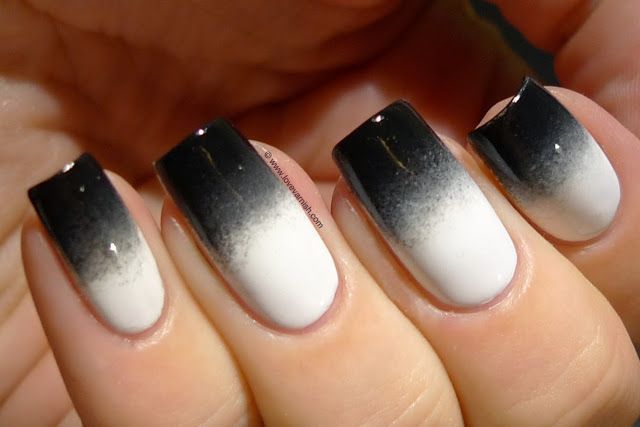  Black and white gradient French tips