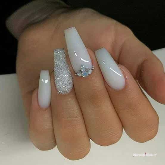 Long bridal manicured nails