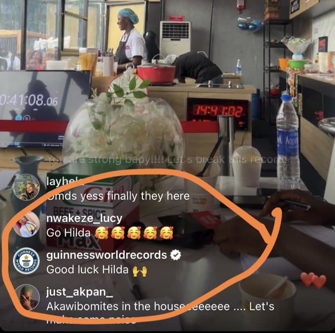 Guinness World Record official Instagram page showing theri support for Hilda Baci| Battabox.com