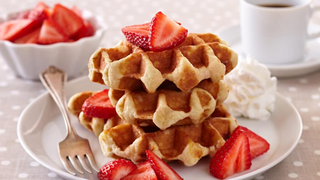 Belgian waffles with whipped cream
