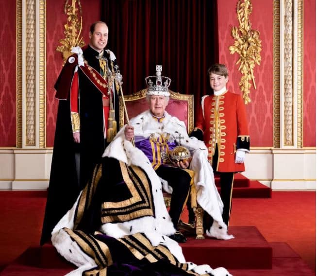 The King and his son and grandson were pictured on Coronation day in Buckingham Palace. Credit: HUGO BURNAND| Battabox.com