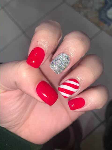 Red and white Christmas nails