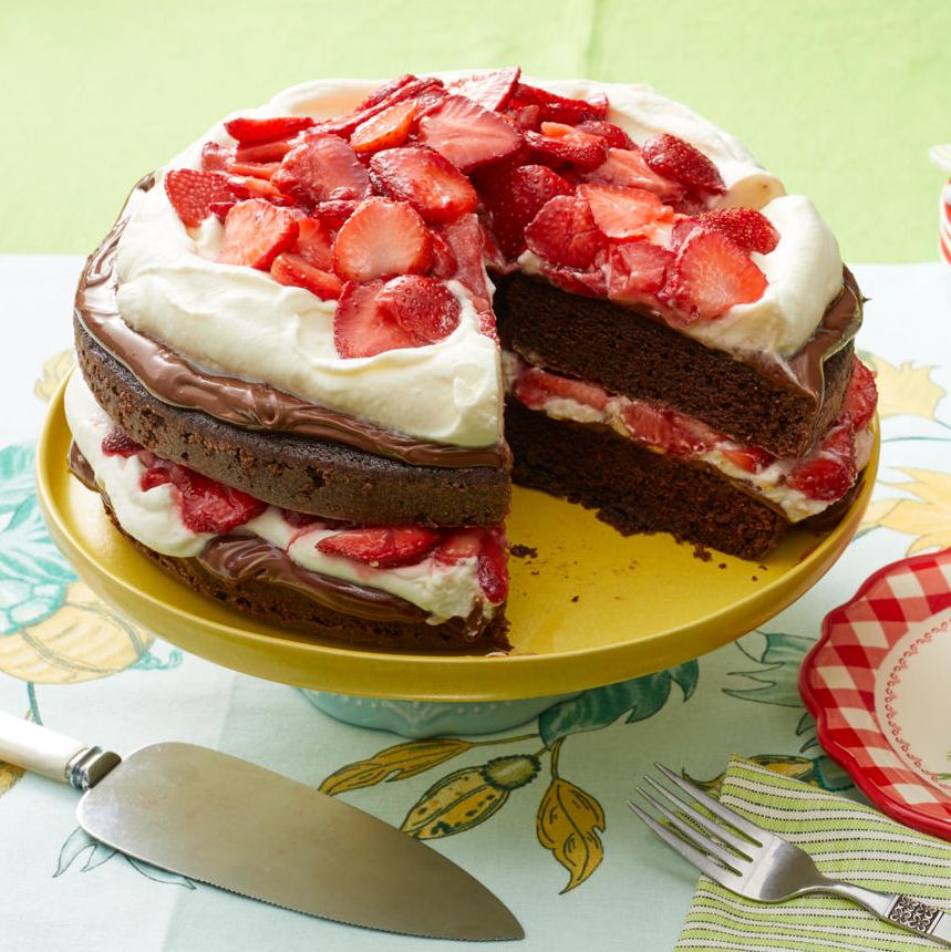Chocolate Nutella strawberry cheesecake torte