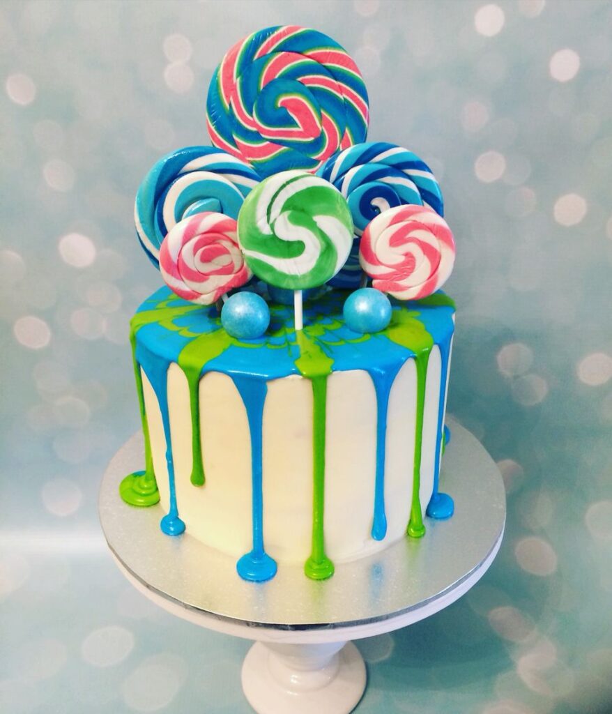 Drippy lollipop simple cake design