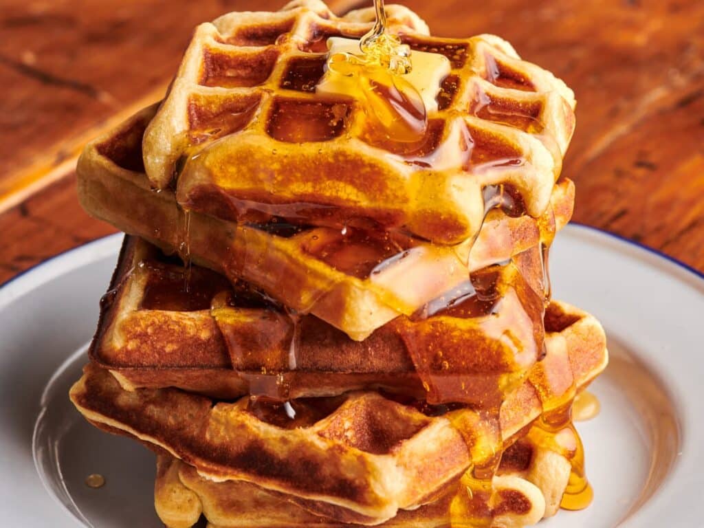 Tantalizing waffles drizzled with honey