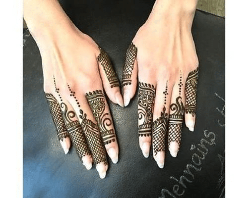 Intricate finger mehndi design