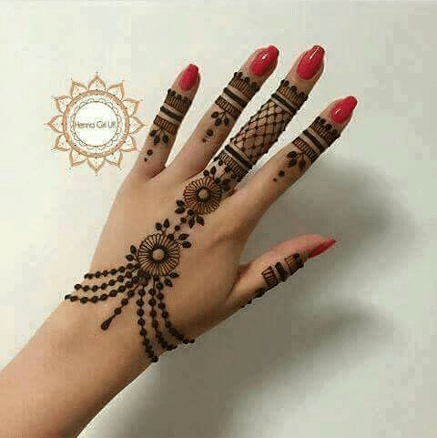 Haath phool finger mehndi designs