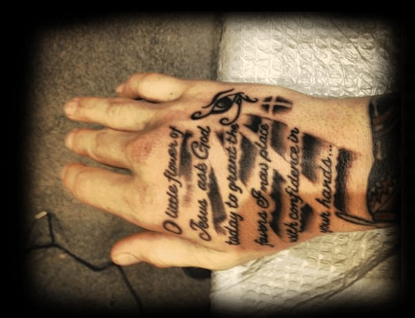 Inspirational hand tattoo