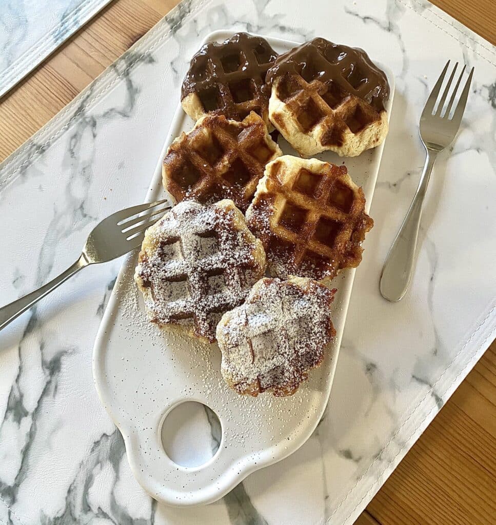 Liege waffles with chocolate toppings