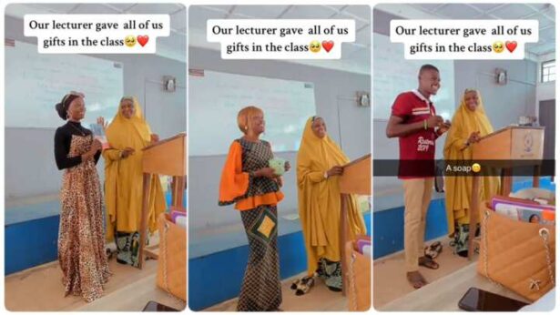 Nigerian lecturer surprises students with gifts in class