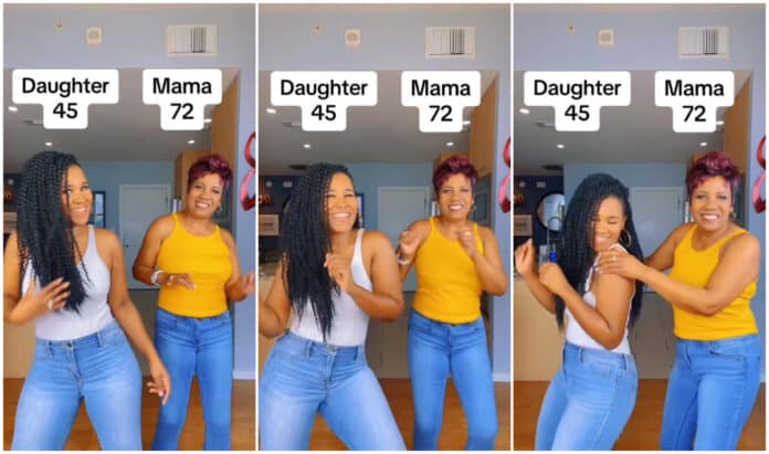 72-year-old mother show off energetic dance move with her daughter