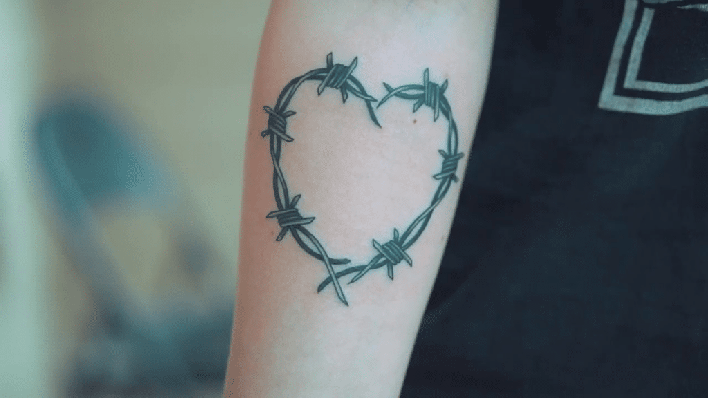 Heart barbed wire tattoo 