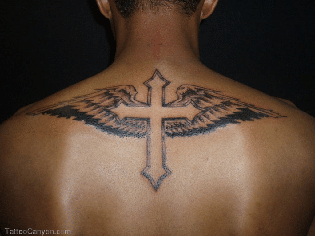 Cross with barbed wire tattoo