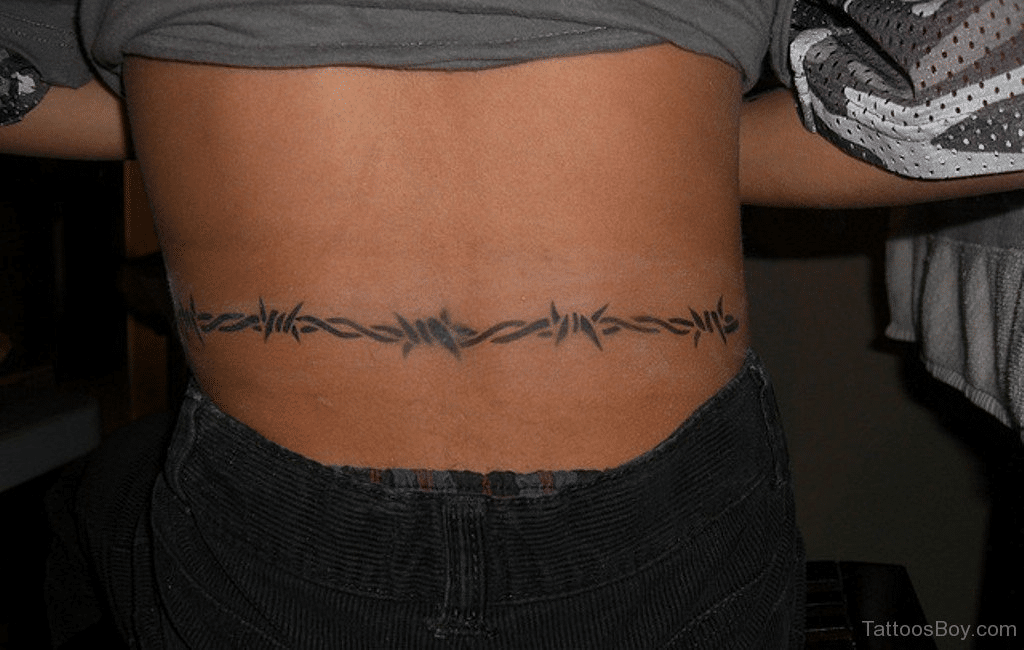 Barbed wire tattoo around the waist