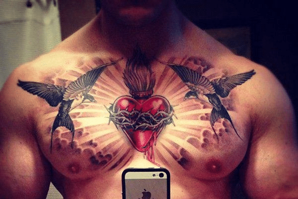 Barbed wire tattoo around the chest