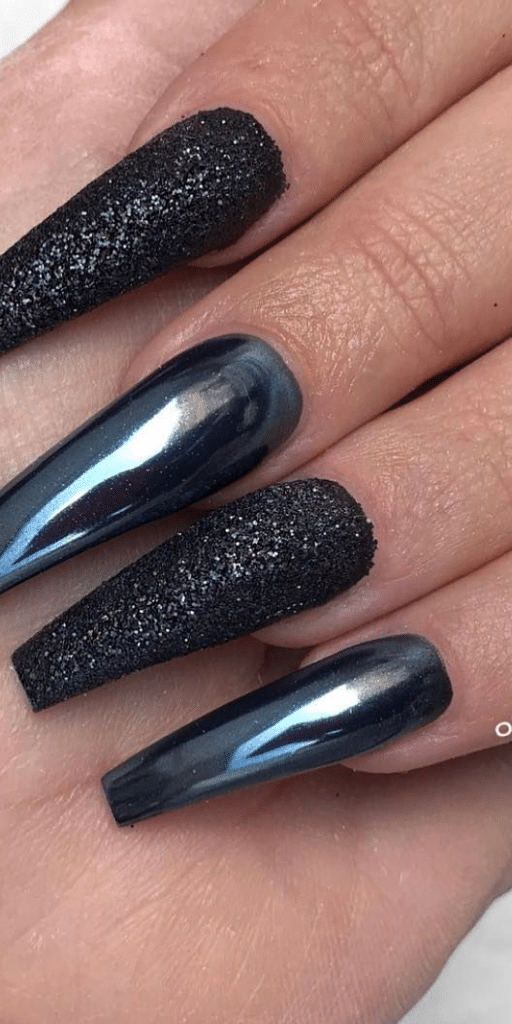 6. Black chrome matte nails