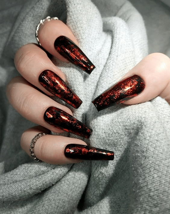 11. Black chrome foil nails