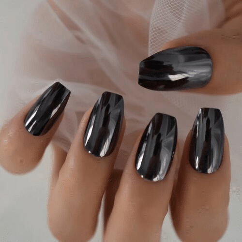 17. Black Chrome Nails
