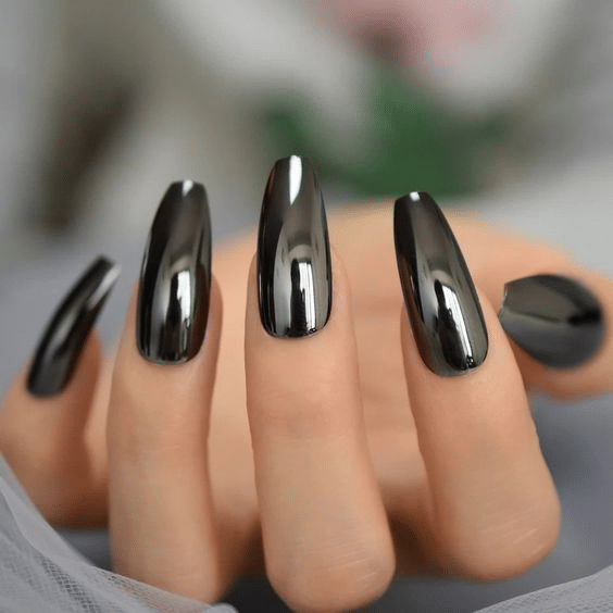 black chrome nails