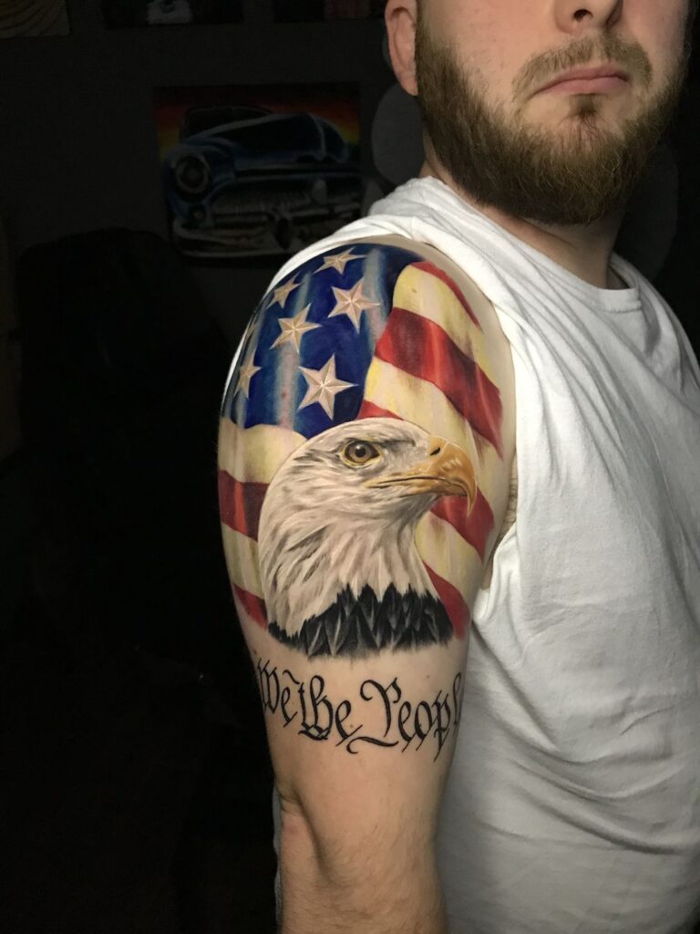 Eagle Tattoo with Flag