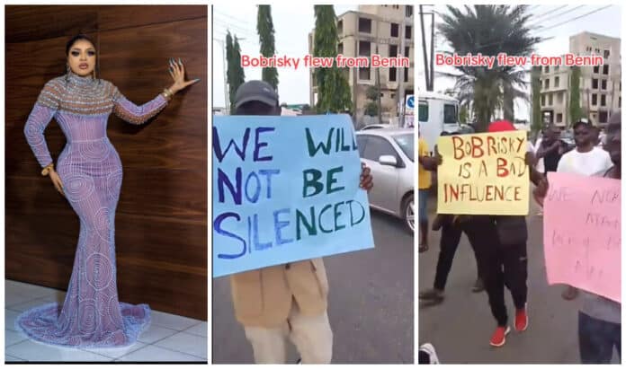 Benin youths protest against Bobrisky