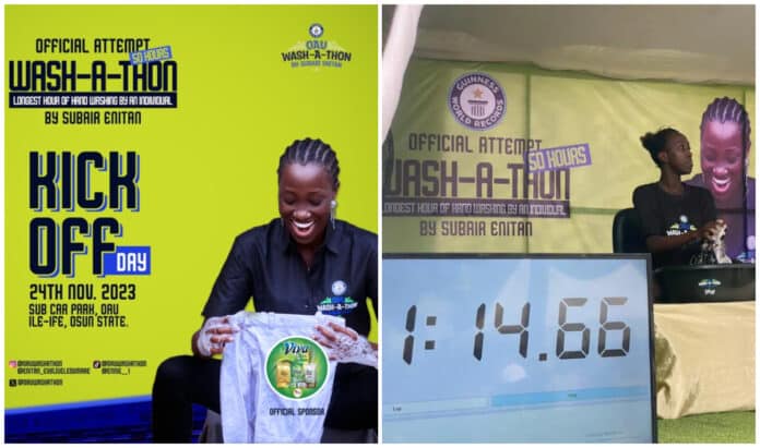 OAU student embarks on 50-hour wash-a-thon to break Guinness World Record