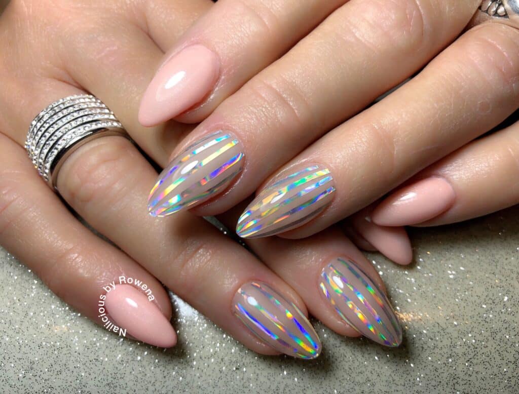 Holographic Stripe Nails