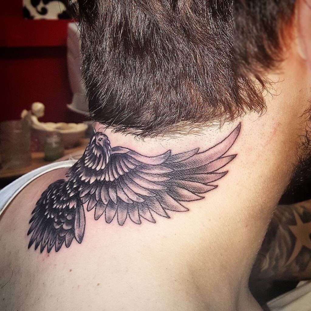 Eagle Tattoo on the Neck