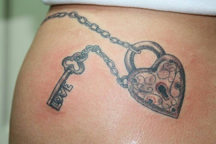 Heart-Lock Chain Tattoo Design