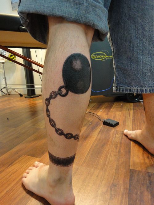 ball and chain tattoo