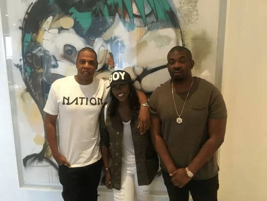 Tiwa Savage together with Jay-Z and Don Jazzy